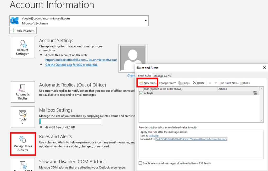 AutoForward Your Classic Outlook Emails CosmoLex Support