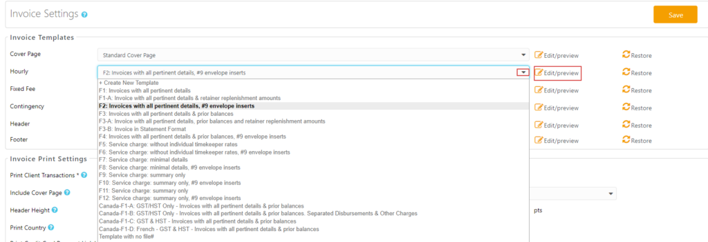 Customize an Invoice Template - CosmoLex Support